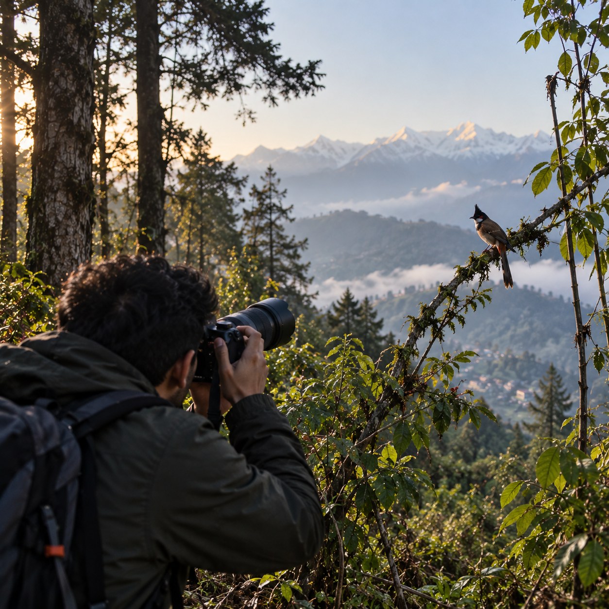 Birdwatching in the forest
